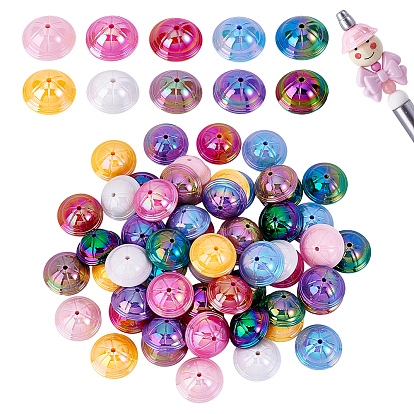 60шт 10 цвета УФ-покрытие непрозрачные акриловые бусины, радужный, шляпа