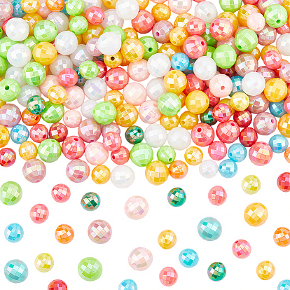 400шт. 2 стили покрытия экологически чистые полистирол акриловые бусины, AB цвет, граненые круглые