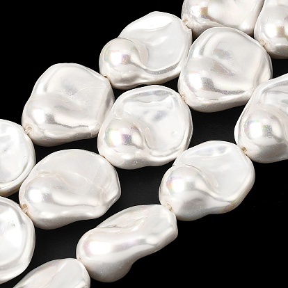 Нити стеклянных жемчужных бусин с гальваническим покрытием, самородки