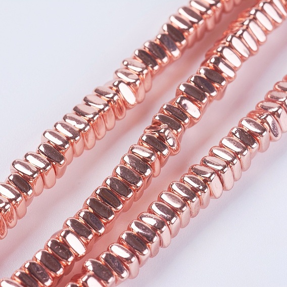 Electroplate Non-magnetic Synthetic Hematite Beads Strands, Square Heishi Beads, Grade AA