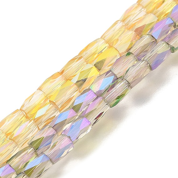 Стеклянные бусины с гальваническим покрытием , граненые, колонка