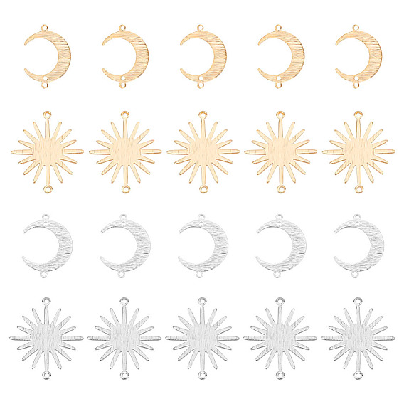32шт 4 стили латунные подвески для разъемов, долговечный, луна и солнце