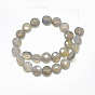 Natural Black Onyx Beads Strands, Faceted, Flat Round