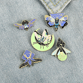 Glowing Cartoon Animal Firefly Butterfly Brooch Pin Badge Jewelry