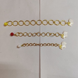 Alloy Enamel Sheep Pendant Knitting Row Counter Chains, with Brass Ring, Opaque Acrylic Bead
