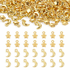 140Pcs 2 Styles Alloy Pendants, Moon/Star Charms