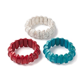 Dyed Synthetic Turquoise Beaded Stretch Bracelets, Tile Bracelet