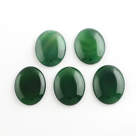 Natural Green Agate Gemstone Cabochons, Oval, 40x30x6~9mm