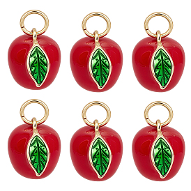 6подвески из латуни с эмалью, с целью перехода в кольце, долговечный, реальный 18 k позолоченный, яблоко