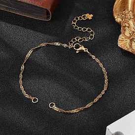 304 Stainless Steel Singapore Chain Bracelet Making, with 304 Stainless Steel Lobster Claw Clasps and Cross End Chain
