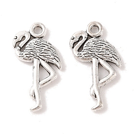 Tibetan Style Alloy Flamingo Shape Pendants, Cadmium Free & Lead Free, 23.3x13x2mm, Hole: 2mm, about 384pcs/500g