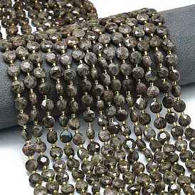 Природные лабрадорита бисер нитей, граненый шестиугольный разрез, плоско-круглые, с бисером