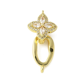 Латунное микропейв, прозрачный кубический цирконий, складные застежки, стойки покрытие, долговечный, без свинца и без кадмия, цветок и овал