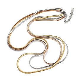 304 Stainless Steel Multi Layered Flat Snake Chain Necklaces