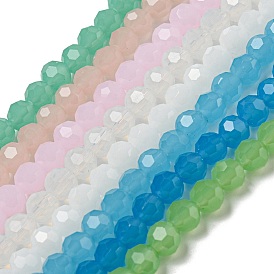 Supports de perles de verre imitation jade, facette, ronde
