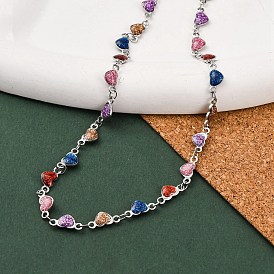 304 ожерелья из нержавеющей стали с цветной эмалью и блестками в форме сердца для женщин