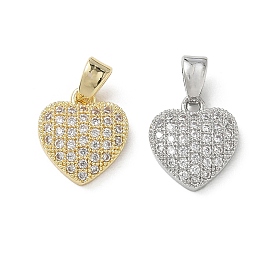 Латунные подвески с микропаве на День святого Валентина, прозрачные циркониевые подвески, долговечный, сердце прелести