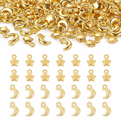 140Pcs 2 Styles Alloy Pendants, Moon/Star Charms