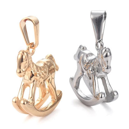 Pendentifs en acier inoxydable, chevaux à bascule