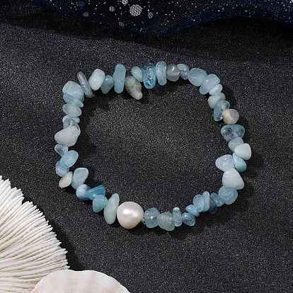 Браслеты из натуральных и синтетических драгоценных камней для женщин, с культивированным пресноводным жемчугом