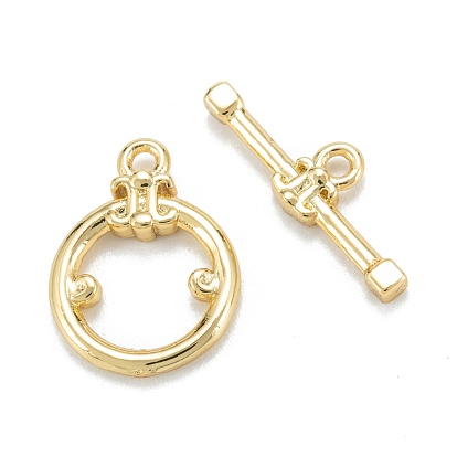 Brass Toggle Clasps, Long-Lasting Plated, Ring