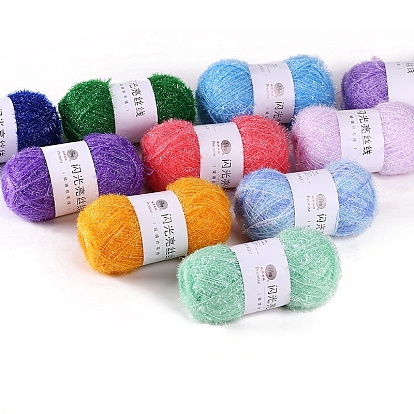 Polyester Glass Silk Pastel Scrubby Yarns, Hand-knitted Korean Shiny Dishcloth Yarns, Doll Purse DIY Craft Yarn