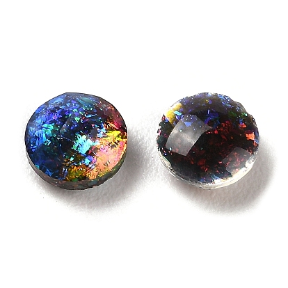 Resin Imitation Opal Cabochons, Single Face Faceted, Rondelle