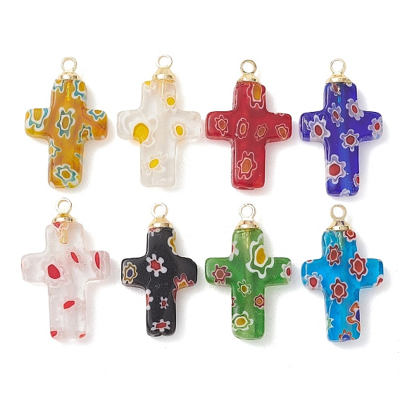 Бусины ручной работы подвески тысячецветник, крест прелести