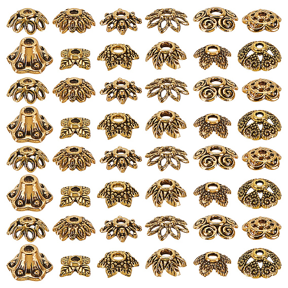 240 шт. 12 стили тибетский стиль цинковый сплав бусины колпачки, цветок