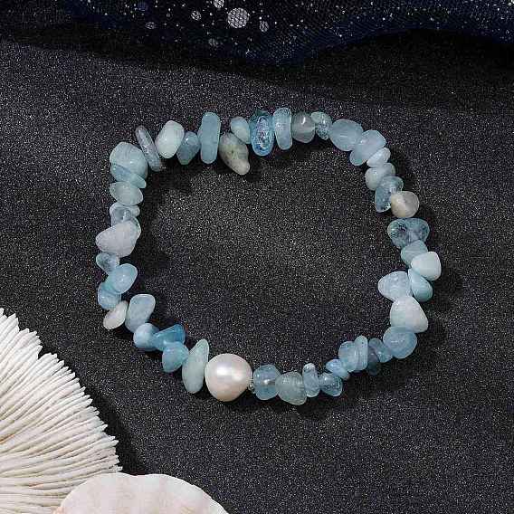 Браслеты из натуральных и синтетических драгоценных камней для женщин, с культивированным пресноводным жемчугом