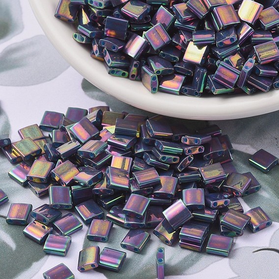 MIYUKI TILA Beads, Japanese Seed Beads, 2-Hole, Opaque Colours AB