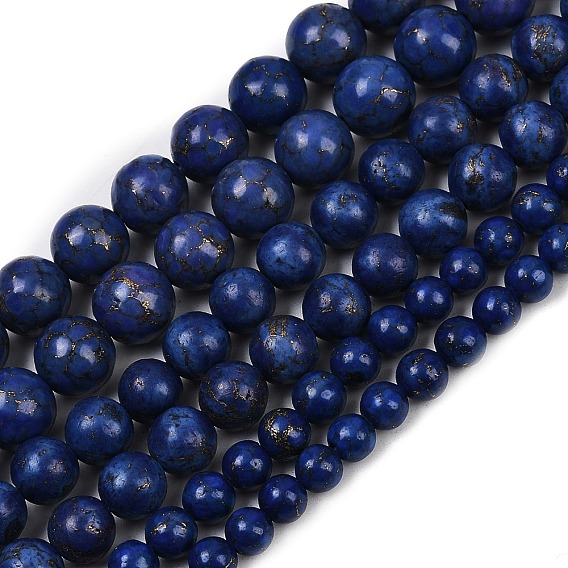 Синтетический говлит имитация лазурита бусины, круглые, окрашенные