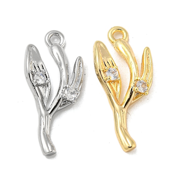 Кулон из латуни с прозрачным кубическим цирконием, лист прелести