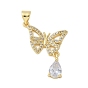 Латунные микро проложить кубического циркония подвески, бабочки прелести, стойки покрытие, без кадмия и без свинца, долговечный
