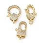 Латунные микро проложить кубического циркония когтя омара застежками, реальный 18 k позолоченный