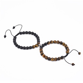Natural Tiger Eye Gravity Bracelet with Matte Stone and Yoga Beads for Couples DIY Handmade