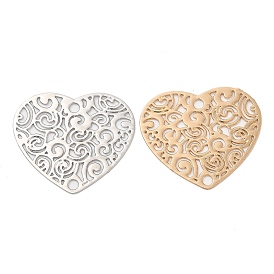 Long-Lasting Plated Brass Connector Charms, Hollow Heart Links