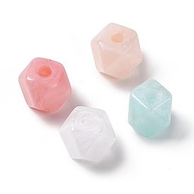Opaque Acrylic Beads, with Glitter Powder, AB Color, Faceted, Polygon