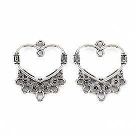 Tibetan Style Alloy Chandelier Component Links, Cadmium Free & Lead Free,Heart