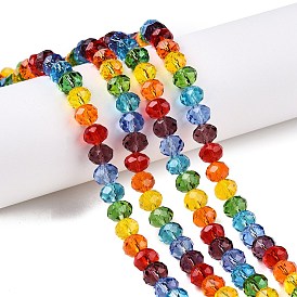 Transparent Glass Beads Strands, Faceted, Rondelle