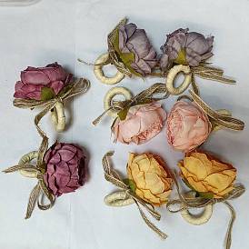 Servilleteros de rafia, Con tela de flores de peonía artificiales