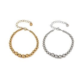 304 браслеты из нержавеющей стали с бусинами для женщин, круглые