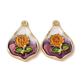 Подвески из эмали и сплава, прелести подсолнуха, стойки покрытие, золотой свет