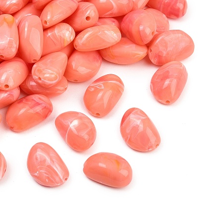 Непрозрачные акриловые бусины, имитирующие драгоценные камни, неправильный овал, два тона