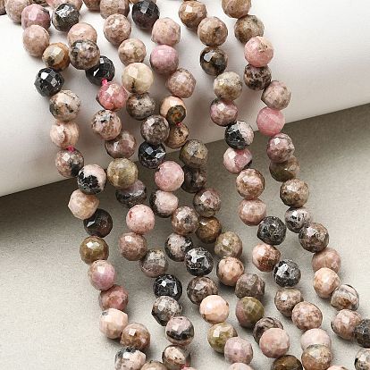 Natural Thulite Double Point Beads Strands, Faceted Bicone Beads, Top Drilled