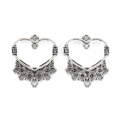 Tibetan Style Alloy Chandelier Component Links, Cadmium Free & Lead Free,Heart
