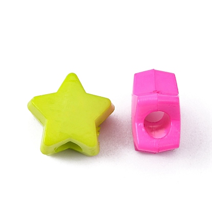 Opaque Acrylic European Beads, Large Hole Star Beads, 13x13x7mm, Hole: 4mm, about 1050pcs/500g