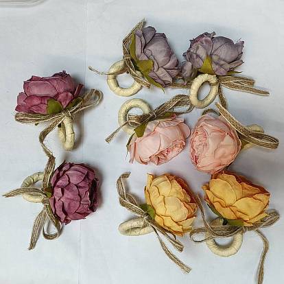 Servilleteros de rafia, Con tela de flores de peonía artificiales