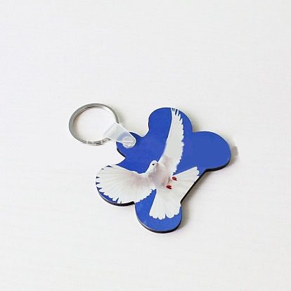 Sublimation Double-Sided Blank MDF Keychains, with Bone Shape Wooden Hard Board Pendants and Iron Split Key Rings