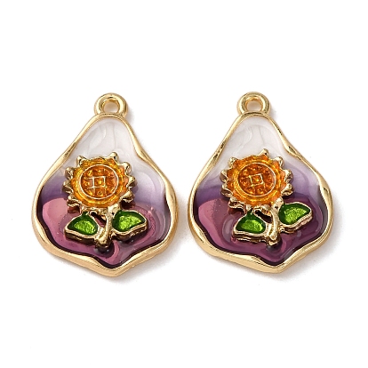 Подвески из эмали и сплава, прелести подсолнуха, стойки покрытие, золотой свет